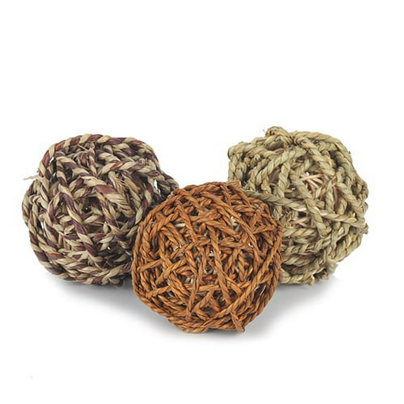 Bonka Bird Toys 2252 Pk3 Multi Seagrass 3 1/2 Inch Balls Foot Talon Bird Toy