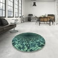 thumbnail image 4 of Ahgly Company Machine Washable Indoor Round Transitional Mint Green Area Rugs, 4' Round, 4 of 7