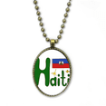 thumbnail image 1 of Collier Motif Drapeau National Haïti Rouge Bleu Chaîne Vintage Pendentif Perles Collection de Bijoux, 1 of 3