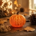 thumbnail image 4 of Fwttom Halloween Decor Indoor, Luminous Crackle Orange Glass Pumpkin Lights, Warm Light Pumpkin Table Lamp, Fall Halloween Decor for Mantel Home Holiday Party, 4 of 6
