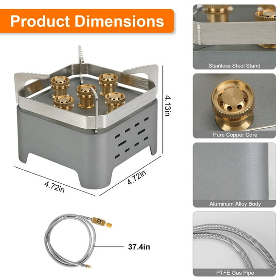 12000W Portable Camping Stove With Cassette Adapter Windproof Outdoor Backpacking Burner with Carrying Case Igniter for Outdoor Hiking Camping Picnic Backpacking