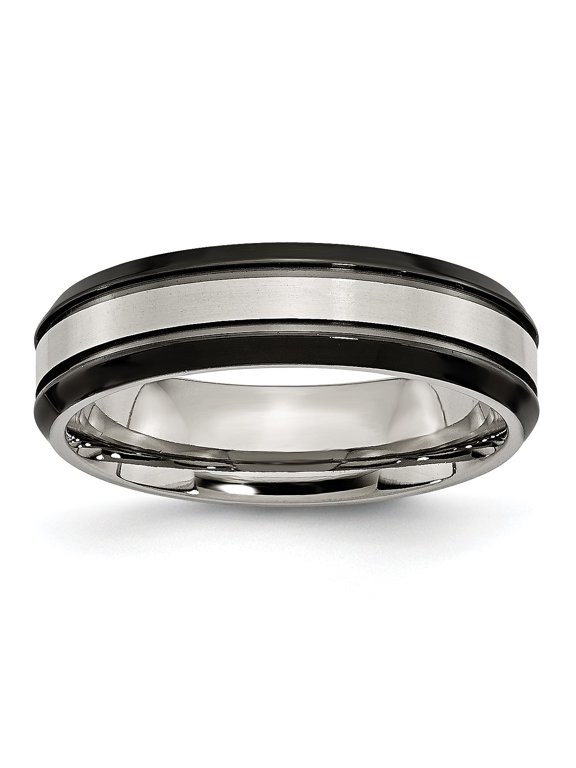 6mm Titanium and Black Edged Band