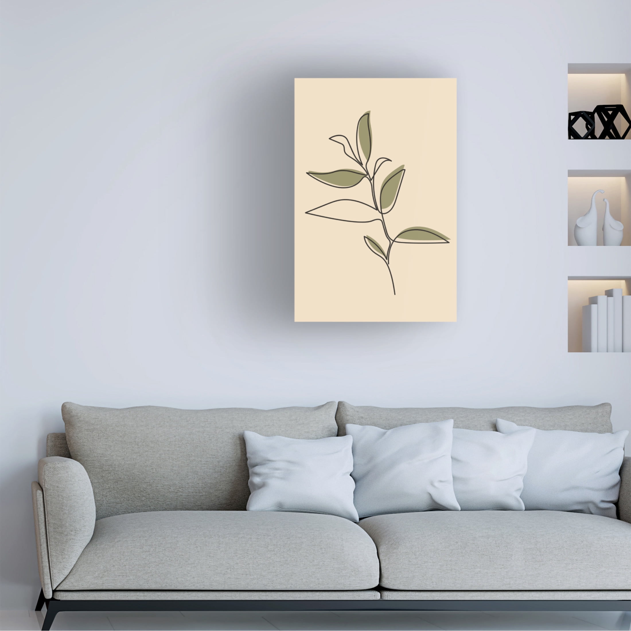Trademark Fine Art jay stanley  Abstract One Line Leaf Drawing I Canvas Wall Art