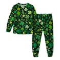 thumbnail image 6 of Girls St Patricks Day Outfit Sets Long Sleeve Shamrock Print Outfit Sets Green Kids Holiday PJS,Size 11 T, 6 of 9