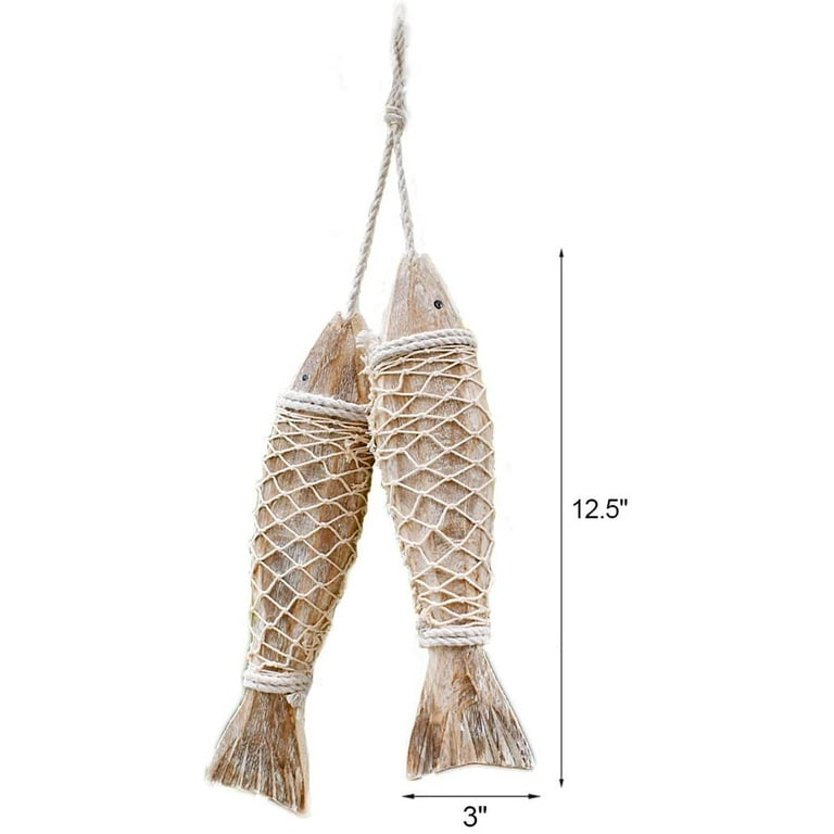 Wooden Fish Decor Hanging Wood Fish Decorations for Wall, Rustic Nautical Fish  Decor Beach Theme Home Decoration Fish Sculpture Home Decor for Bathroom  Bedroom Lake House Decoration (L) 