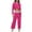 Hot Pink, variant on hotojiny Women's 2 Piece Sets Casual Summer Long Sleeve Crop Tops with Wide Leg Pants Set Matching Beach Vacation Outfit