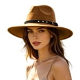 thumbnail image 4 of LIUYUNNN Cowboy Hats for Boys Timeless Fedora Hat For And – Wide Brim Jazz Style With Ethnic Design Flat Unisex Fashion Headwear, One Size, 4 of 4