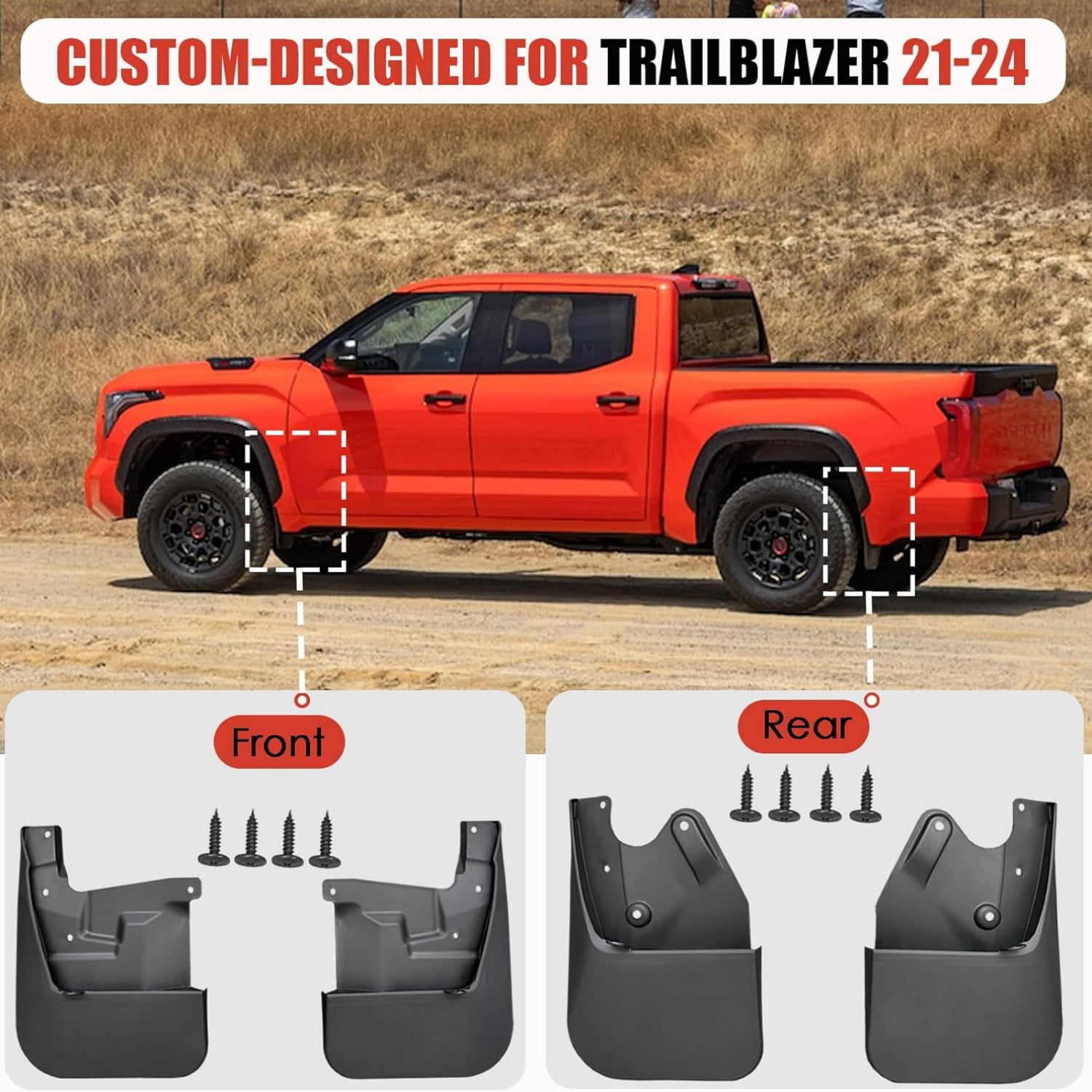 Mud Flaps for 2023 2024 2025 Toyota Tundra Accessories All Weather Guard Mud Guards Splash Front & Rear Mud Flaps for Tundra 2022-2025 - 4PCS