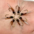 thumbnail image 6 of 6/12pcs of Brass Copper Bead Head Fast-Sinking Nymph Scud Flies for Carp, Walleye, Trout, And Bass Fishing Lures Made from Artificial Feather And Rayon., 6 of 9