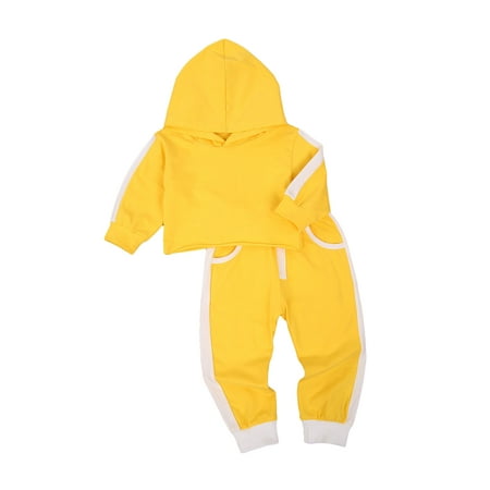 

One opening Toddler Baby Fall Clothes Casual Long Sleeve Color Block Hoodie Pants 2Pcs Outfits Set