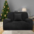 thumbnail image 4 of PiccoCasa Velvet Plush Stretch Sofa Slipcover with Cushion Cover, Black Small, 4 of 6