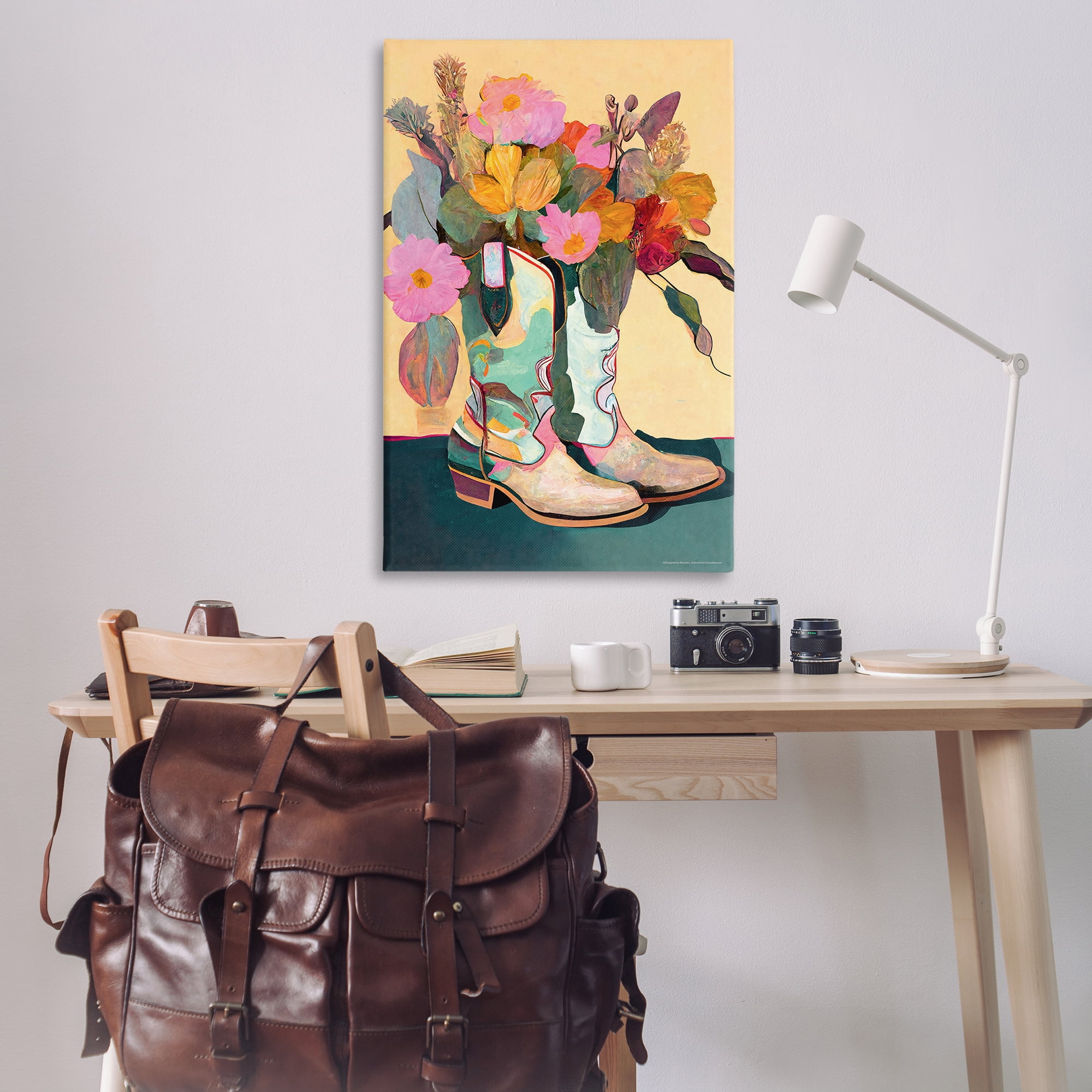 Stupell Industries Bright Cowgirl Florals Plants & Flowers Painting Wrapped Canvas Art Print Wall Art, 30 x 45