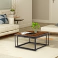 thumbnail image 3 of NAIYUFA Nesting Coffee Table Set of 2,Square Table with Steel Frame,Industrial  Tables for Living Room, Bedroom ,Balcony Yard ,Brown, 3 of 10