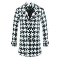 thumbnail image 5 of INSPIRE CHIC Houndstooth Trench Coat for Men's Double Breasted Plaid Pattern Winter Overcoat M Black White, 5 of 6