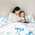 thumbnail image 4 of Homewish Blue Bowknot Bowtie Twin Bedding Sets 7-Piece for Girls, Princess Bow Knot Bedding Comforter Set, White Blue Sheet Sets, Luxury Bedroom Decor, 4 of 8