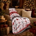thumbnail image 3 of Christmas Motifs In Patterned Rows Print Cozy Flannel Blanket, Nordic Inspired Festive Graphics for Christmas Pattern Enthusiasts, a Christmas Gift for Living Room and Bedroom Home Decor, 3 of 7