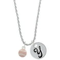 thumbnail image 1 of Delight Jewelry Silvertone Mini Pink Softball or Baseball Silvertone Script Initial Disc - Y - Charm Necklace, 20"+3", 1 of 4