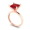 thumbnail image 2 of Solitaire Engagement Ring for Women - 3ct Simulated Pink Tourmaline in 18K Rose Gold Promise Ring, 2 of 6