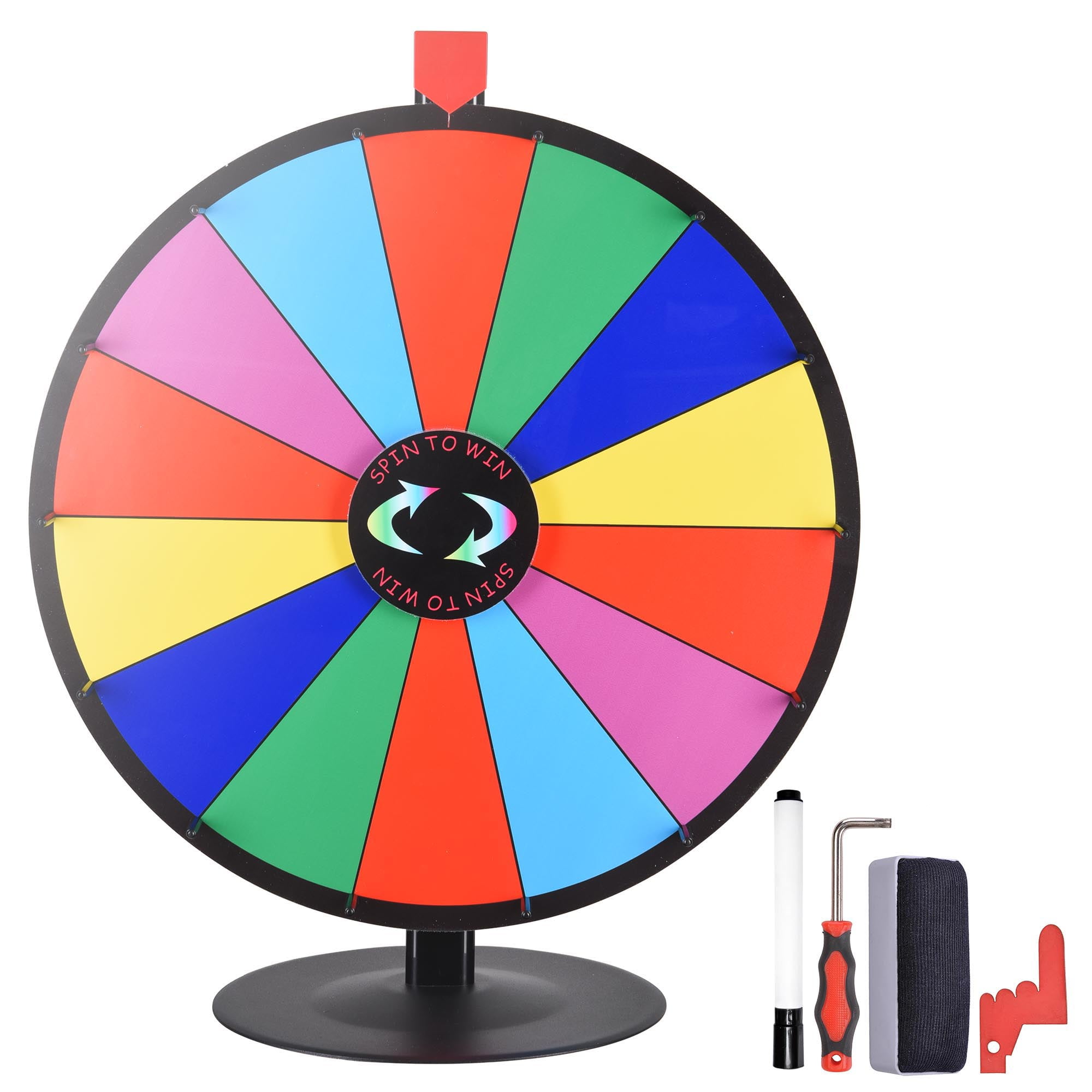 14 Slots with Dry Erase Marker and Eraser Win The Fortune Spin Game for Carnival and Trade Show Tabletop or Floor Spinner Stand T-SIGN 24 Inch Spinning Prize Wheel Spinner Stand