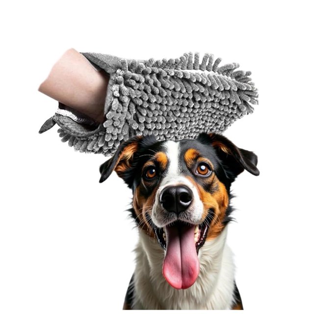 Pampered Pooch Microfibe Drying Mitt for Dogs and Other Pets, Ultra Soft and Comforting, Super Absorbent and Fast Drying, Machine Washable 9.5" x 5.5" (Brown)