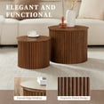 thumbnail image 6 of Wirrytor Round Coffee Table Sets 2 Pieces, Wood Fluted Coffee Table with Storage, for Living Room Bedroom, Apartment(Walnut), 6 of 10