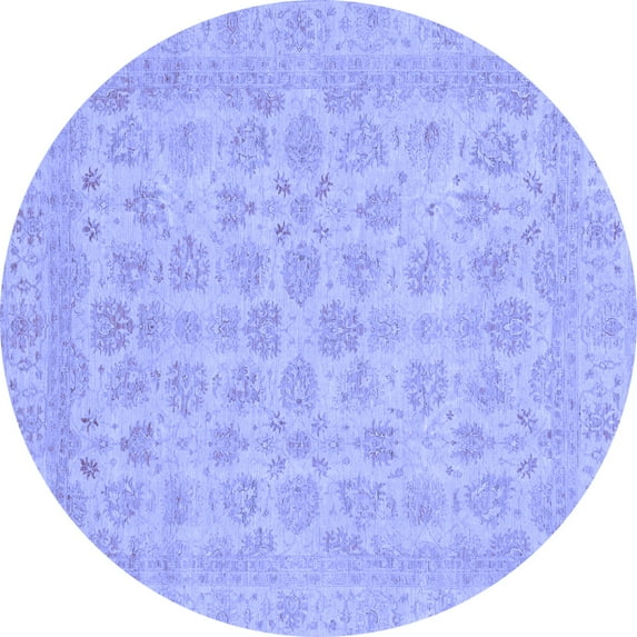 Ahgly Company Indoor Round Abstract Blue Modern Area Rugs, 6' Round