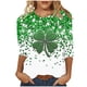 thumbnail image 3 of TaTaai Women's Irish Holiday T-Shirt Round Neck 3/4 Sleeve Loose Fit Green Print St. Patrick's Day Theme Casual Spring Top Gift, 3 of 5