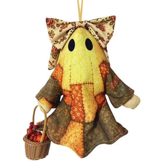 Vintage Halloween Patchwork Ghost Decor Diy Lighted Ghost Door Hanger Kit Halloween Decorations Fall Hanging Ornament White 1 Pcs
