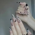 thumbnail image 4 of FCOGIN Long Coffin False Nail, Acrylic Nail, Press on Nail, White, Black, 24 Pieces, 4 of 5