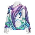 thumbnail image 6 of Jackets for Women Winter Coat Jackets Flannel Stand Collar Jacket(Colorful Dolphin Splash Art,Size:S-4XL), 6 of 7