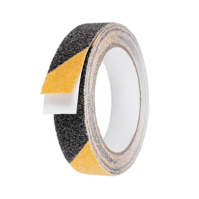 Cinta antideslizante de 1 pulgada x 16.5 pies, cinta de malla antideslizante con respaldo autoadhesivo para escalones, negro/amarillo