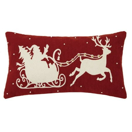 - Darby Home Co Delmore Holiday Crewel 100pct Cotton Lumbar Pillow