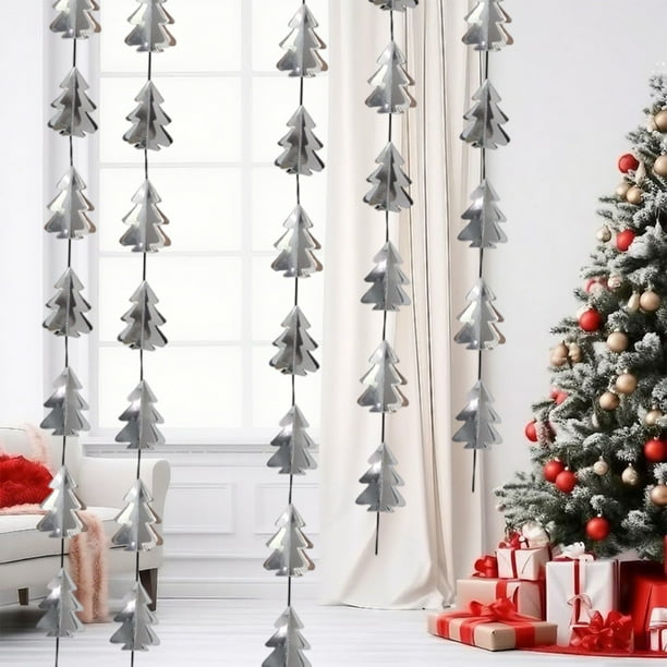 Adornos navideños, minibanderitas colgantes de cuerda, adornos para árboles de Navidad, escenas de interior, adornos para escaparates, adornos de fiesta, adornos colgantes de papel