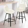 thumbnail image 2 of Zesthouse 25.6" Swivel Counter Height Bar Stools Set of 2, Modern Counter Height Chairs with Backs and Metal Legs, Upholstered Faux Leather Barstools for Kitchen Island, White, 2 of 10