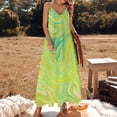 thumbnail image 3 of Lime Green Swirls Sleeveless Dress Loose Women's Dress Dresses Luxury Evening Dresses, 3 of 9