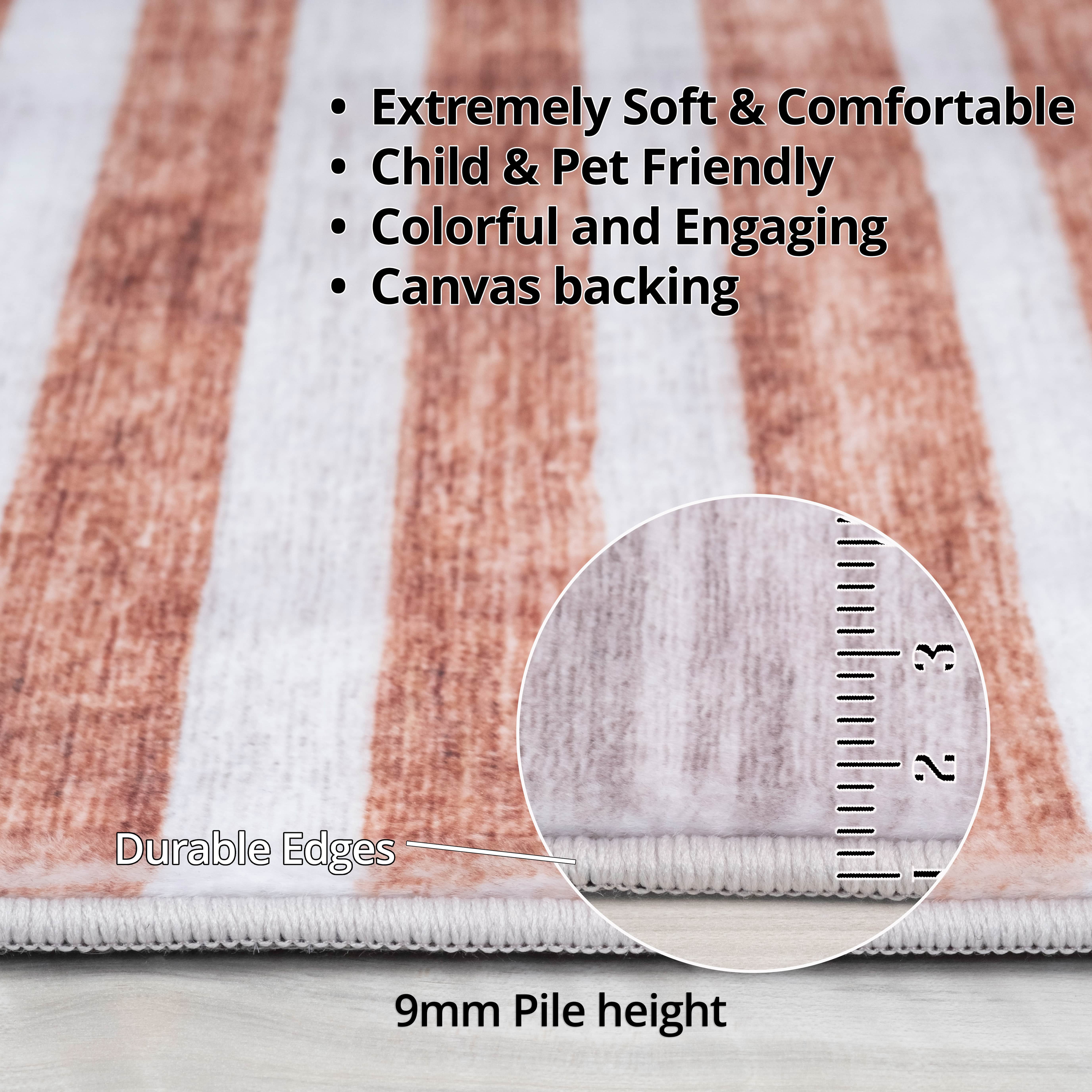 Tapis d'interieur a rayures colorees Eclipse Branch, arc-en-ciel, blanc beige, abstrait - Salon, chambre, salle a manger et bureau