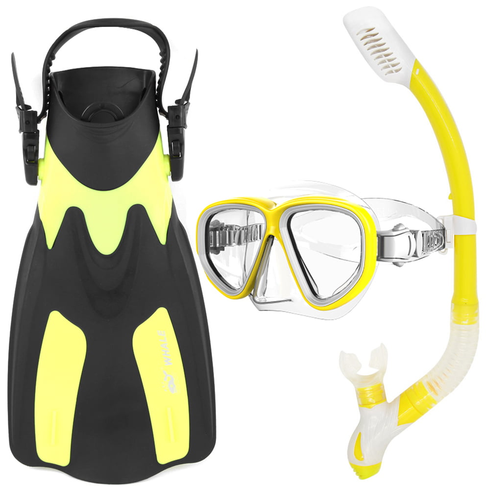WHALE Snorkeling Fin Foot Flipper Diving Mask Snorkel Fins  Equipment Kit 