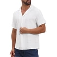 thumbnail image 5 of INSPIRE CHIC Men's Camp Collar Button Down Short Sleeve Hollow Texture Knit Shirts 3XL White, 5 of 6