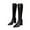 Black, variant on Fesfesfes Riding Boots For Women Fashion Middle Heel Chunky Heel Knee High Boots Slouchy Pointed Toe Back Zipper Boots US:5.5(37)