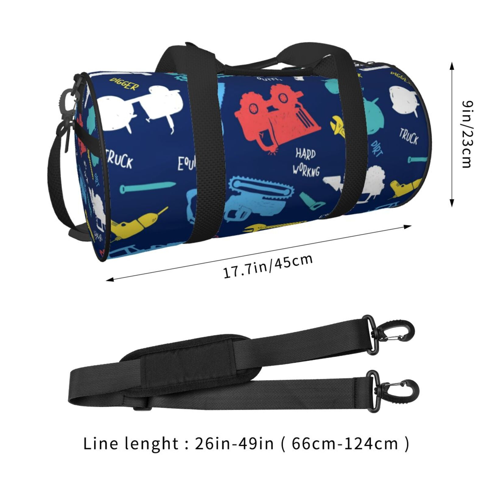 Vsdgher Colorful Excavator 45L Foldable Duffel Bag, Sports Gym Bag,Overnight Bag, Portable Weekender Bag for Airplanes