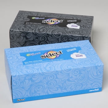 FACIAL TISSUE 160 CT WHITE SELECT FLAT BOXED 4 ASSORTED, Case Pack of 36