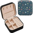 thumbnail image 2 of Coolnut Cute Heart Printing Jewelry Box for Women Girls PU Leather Jewelry Organizer Portable Travel Jewelry Case for Small Ring Earring Necklace Women Gifts, 2 of 7