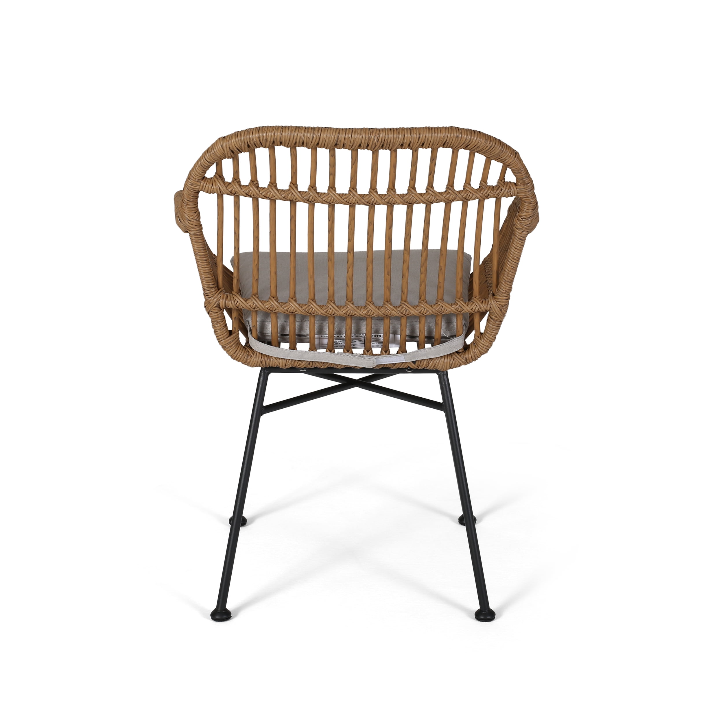 Rodney Indoor Woven Faux Rattan Chairs With Cushions Set Of 2 Light Brown And Beige Finish Walmart Com Walmart Com