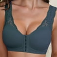 thumbnail image 2 of Alun Front Closure Bras for Women Lace Splicing Strap Comfortable Support Bra Push up No Underwire Bralettes Lightweight Breathable Everyday Wear Bras Blue XXL, 2 of 3