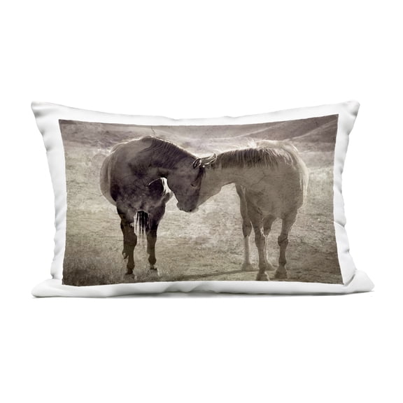 Stupell Industries Muted Horse Pair Hugging Design by Steve Toole Outdoor Printed Pillow