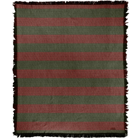 Nightmare on Elm Street Blanket, 50'x60' Freddy Sweater Pattern Woven Tapestry Cotton Blend Fringed Throw Blanket