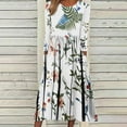 thumbnail image 1 of Vendredi Fou TIMIFIS Robe Maxi pour Femmes d'Automne à la Mode, Manches Longues, Col en V, Décontractée, Ample, Longue, avec Poches, Robe de Retour à la Maison, 1 of 5