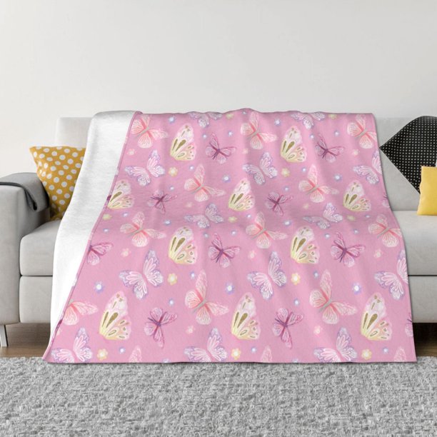Fotbe Butterfly 1 Manta de Franela con Estampado, Manta Ultrasuave para Cama, Sofá, Auto, Hipoalergénica y Antibolitas-60"x50"