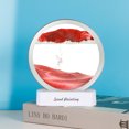 thumbnail image 4 of Realhomelove Moving Sand Art Picture Round Glass 3D Deep Sea Sandscape in Motion Display Flowing Sand Frame Relaxing Desktop Home Office Work Decor (7", Red), 4 of 5