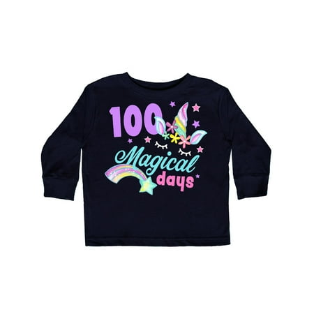 

Inktastic 100 Magical Days with Unicorn Gift Toddler Toddler Girl Long Sleeve T-Shirt